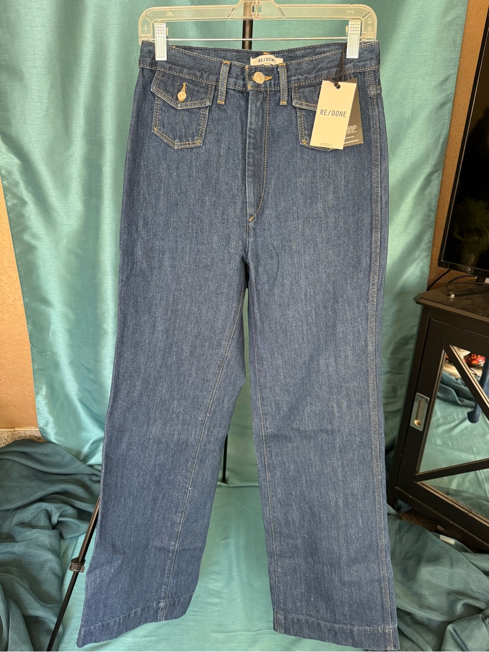 RE/DONE NWT True Rinse Wide Leg Jeans Y2K 70s Utility Denim$315 Retail